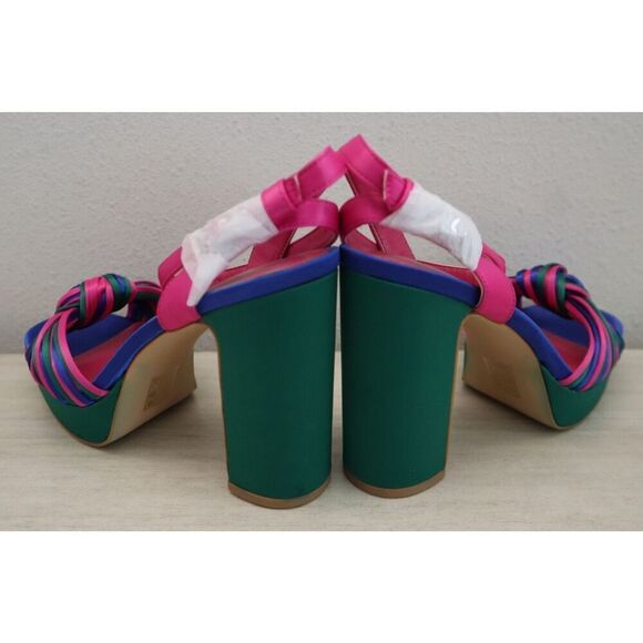 Sun Gurg Women's Sz 8 Hot Pink Open Toe Ankle Strap Platform Chunky Heel Sandals - Picture 10 of 12